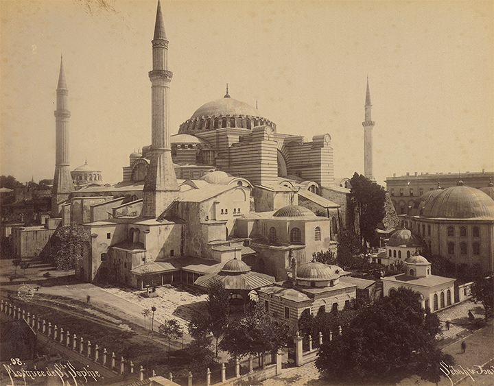 A photograph of the Hagia Sophia in Constantinople from Sebah's and Joaillier's album (1885).