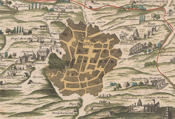 Tabula topographica Athenarum veterum et novarum (1720?). Photo by Princeton University Library