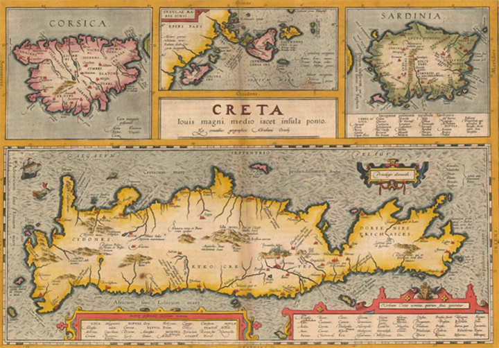 Creta, Iouis magni, medio iacet insula ponto / ex conatibus geographicis Abrahami Ortelij (1624). Photo by Princeton University Library