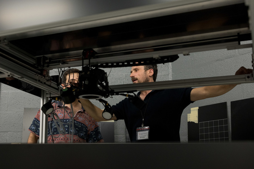 Carlos San Juan and Jorge Cano installing the Selene. Photo Credit: Factum Foundation