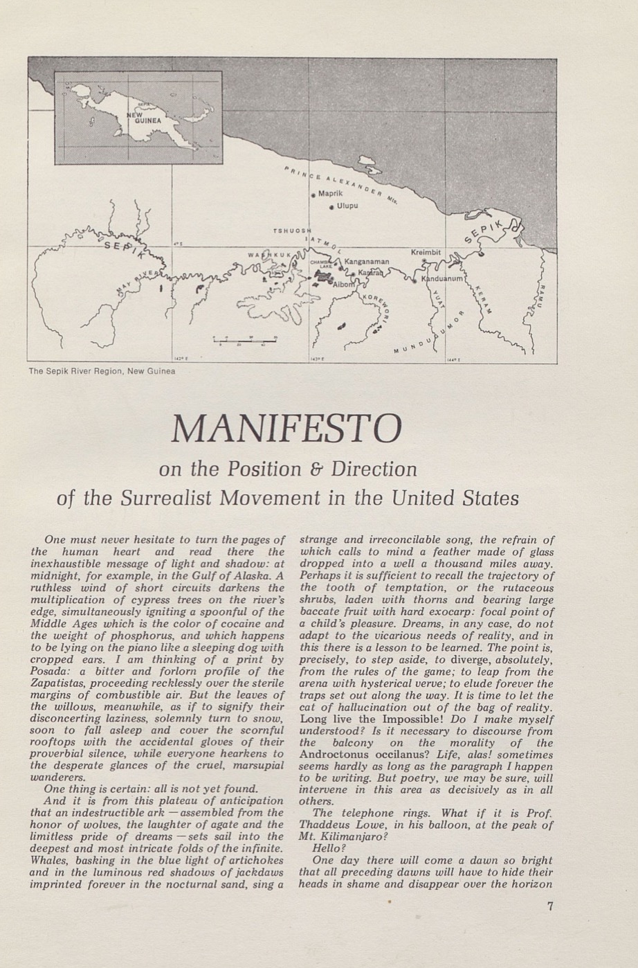 Franklin Rosemont, "Manifesto: On the Position & Direction of Surrealist Movement in the United States," Arsenal 1: Surrealist Subversion, 1970, 7-18.