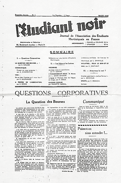 L'Etudiant noir, no. 1 (1935): 1.