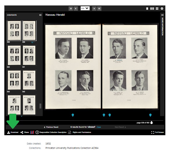 screenshot of the viewer for digitized materials showing the download button