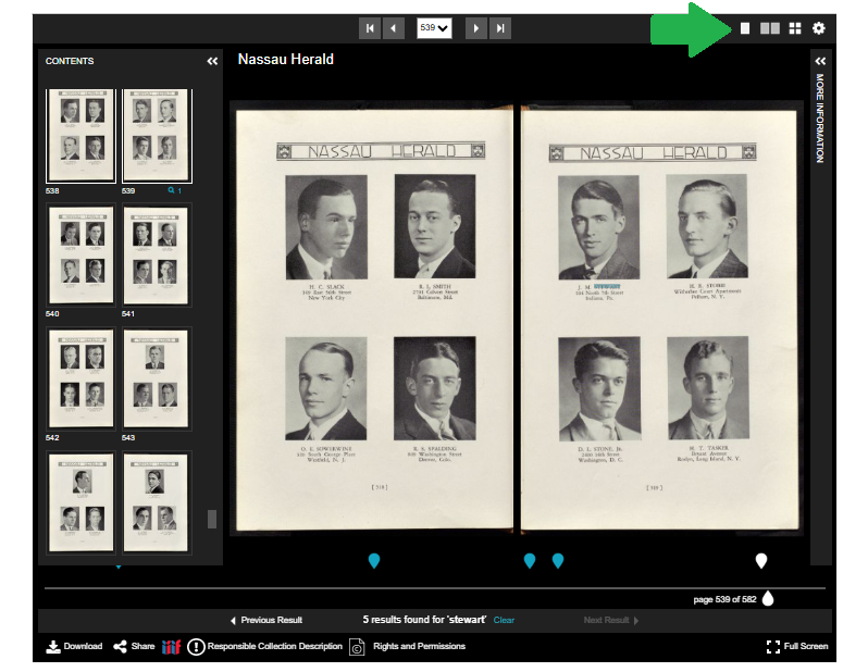 Green arrow indicates the single page view