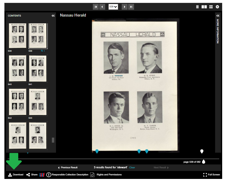 Displays the single page of the book