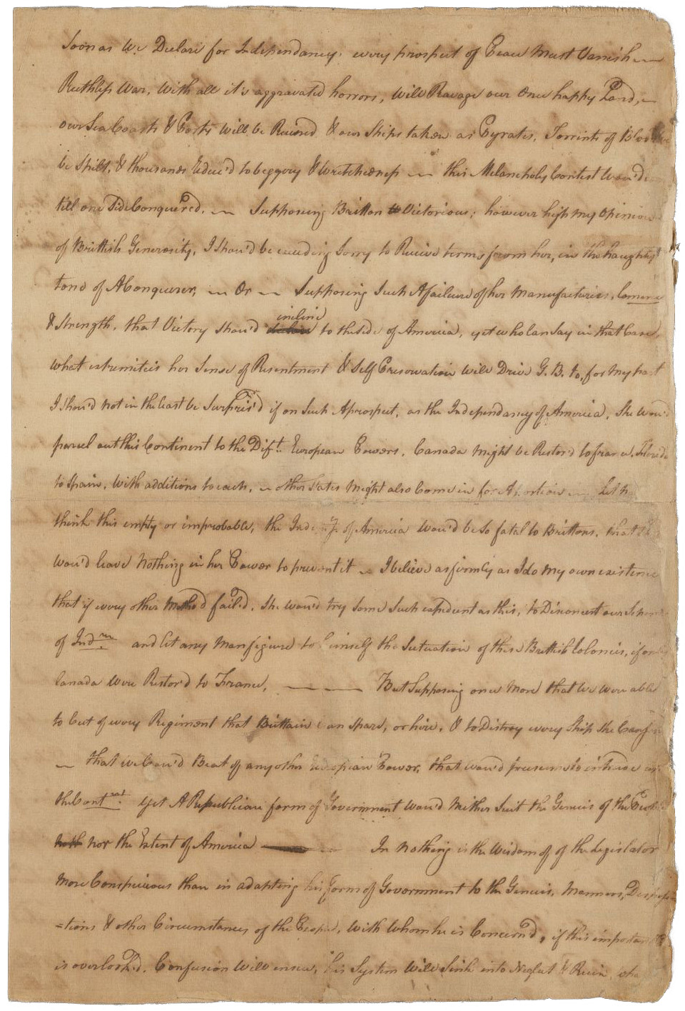 Image of manuscript page from "“Thoughts on the present State of Affairs,” June 11, 1776"