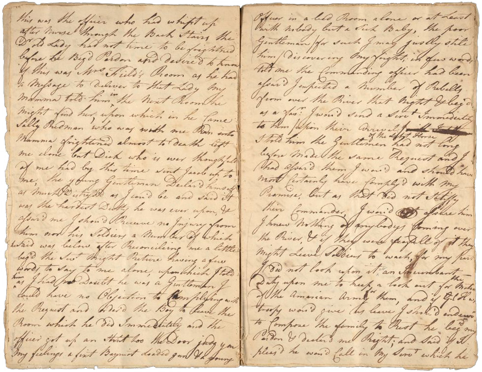 Image of two pages from "Letter to Mary Peale Field (1743-1816) to Grace Peale Parr, January 12, 1777"