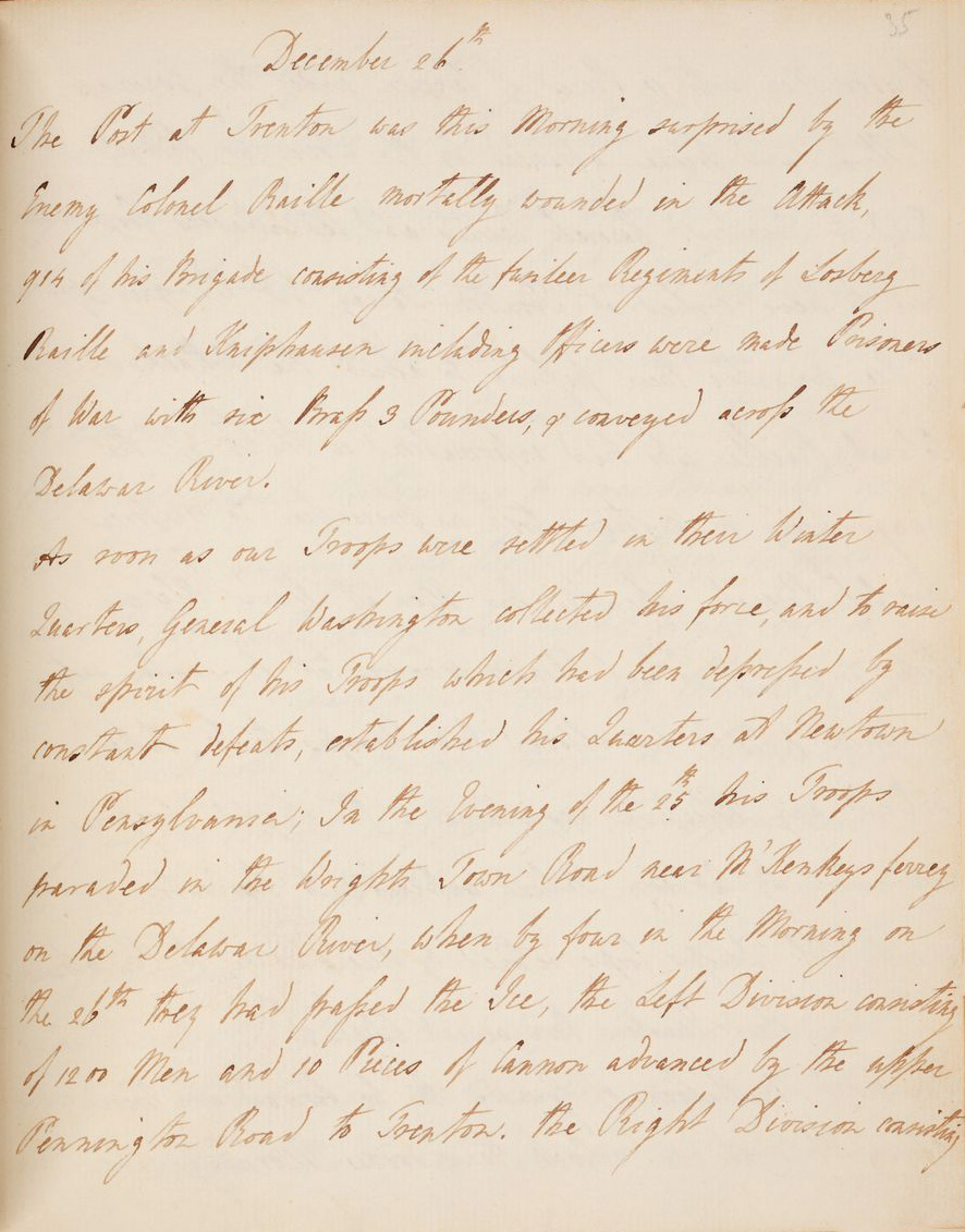 Image of December 26 page entry from "Journal of an American Campaign, 1776-1777"