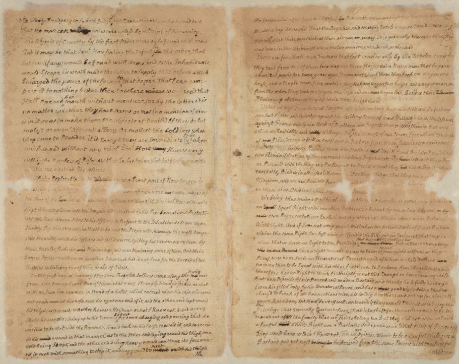Image of two pages from "A Brief Narrative of the Ravages of the British and Hessians at Princeton, 1777"