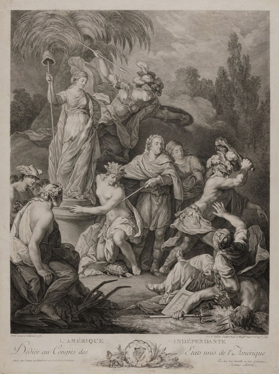 Image of engraving of "L’Amérique indépendente. Paris, 1778"