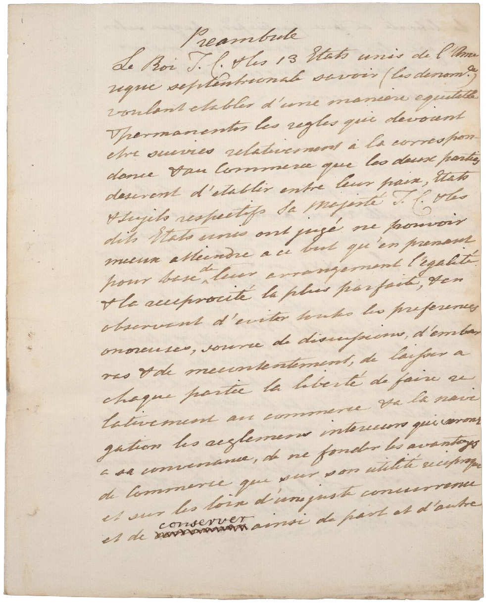 Image of page from "Manuscript draft of the Franco-American Treaty of Amity and Commerce, 1778"