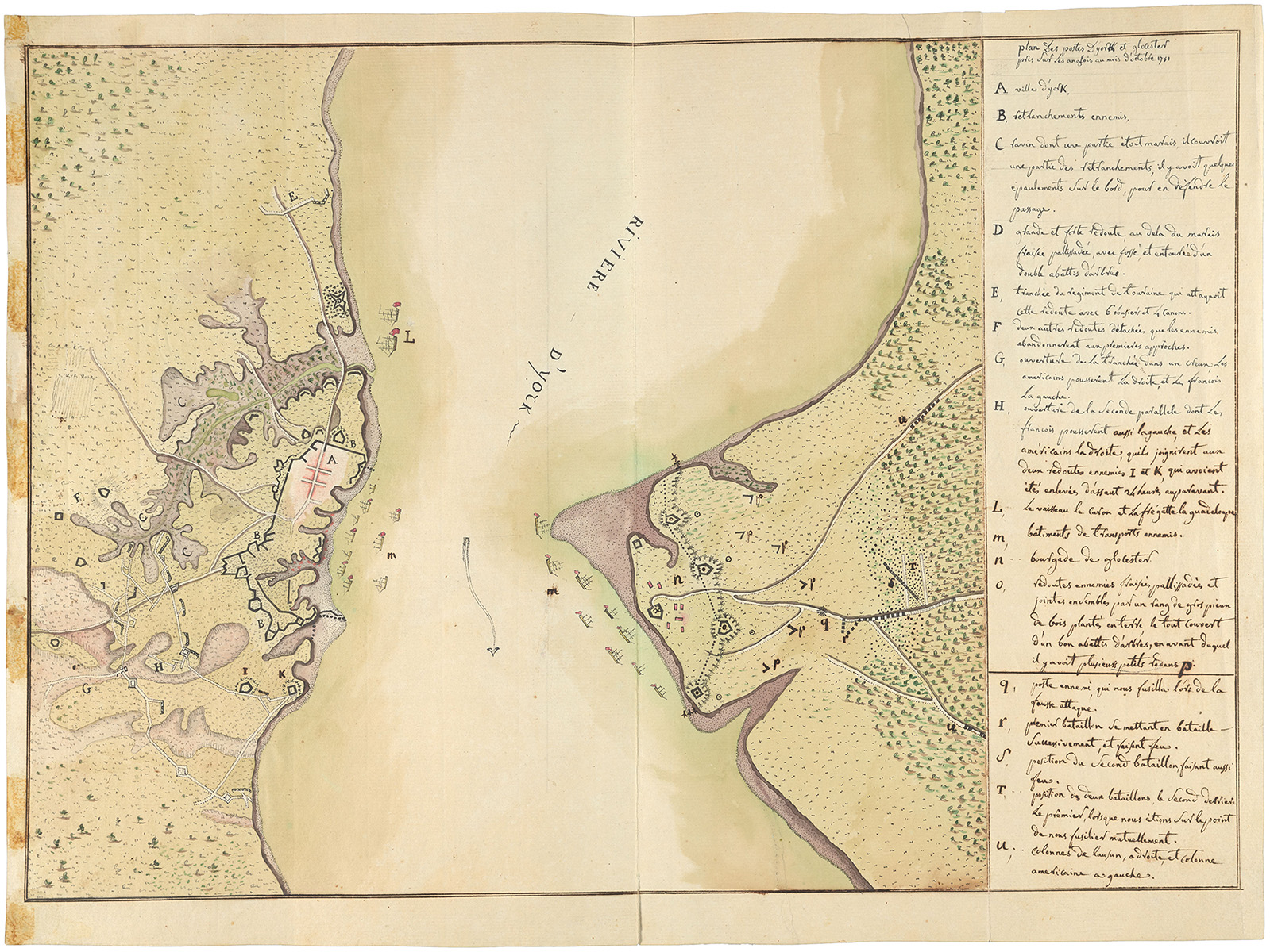 Image of sketch of battlefield map from "Journal particulier d'une campagne aux Indes Occidentales, 1780–1782"