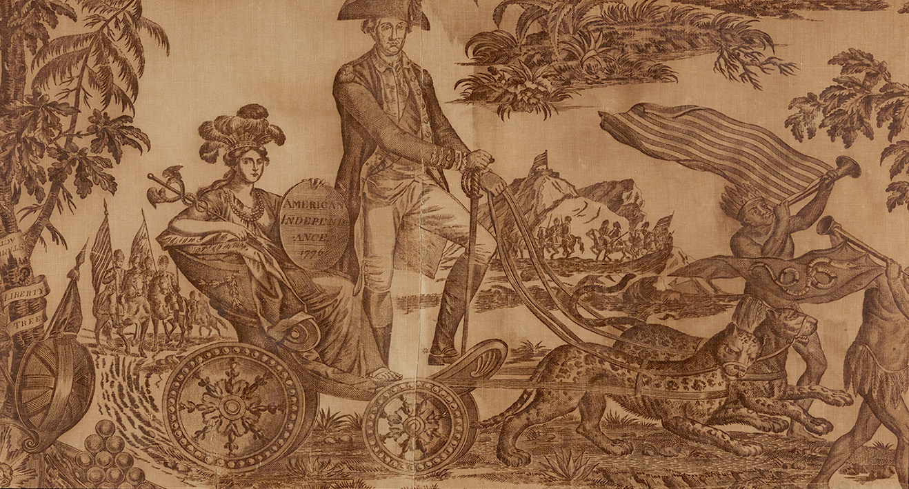 Image of plate-printed textile of "The Apotheosis of George Washington, circa 1785"