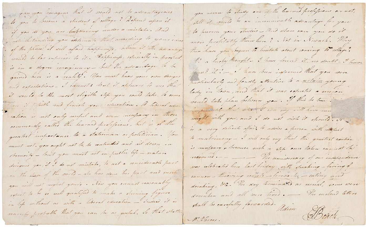 Image of "Letter from Samuel Beach (1761-1793), Class of 1783, to John Croes, July 9, 1783"