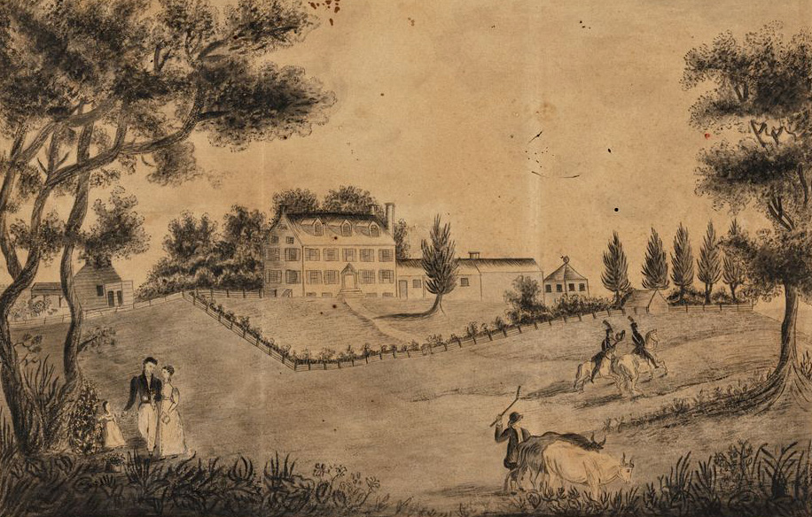 Image of pen and ink wash depiction of "House at Prospect, no date"