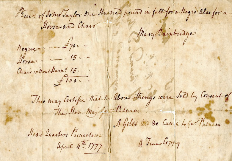 Image of "Receipt for enslaved person, April 4, 1777"