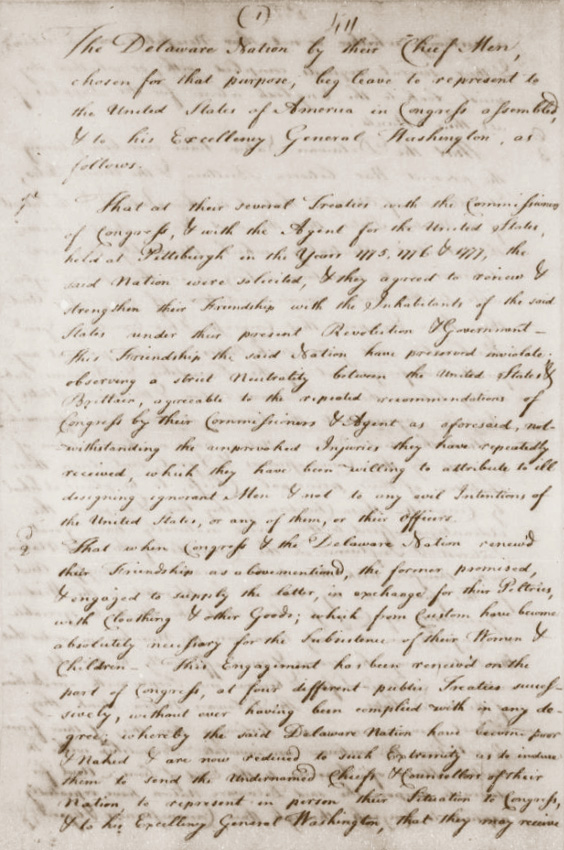 Image of page from "Letter from the Delaware Nation to George Washington and the Continental Congress, May 10, 1779"