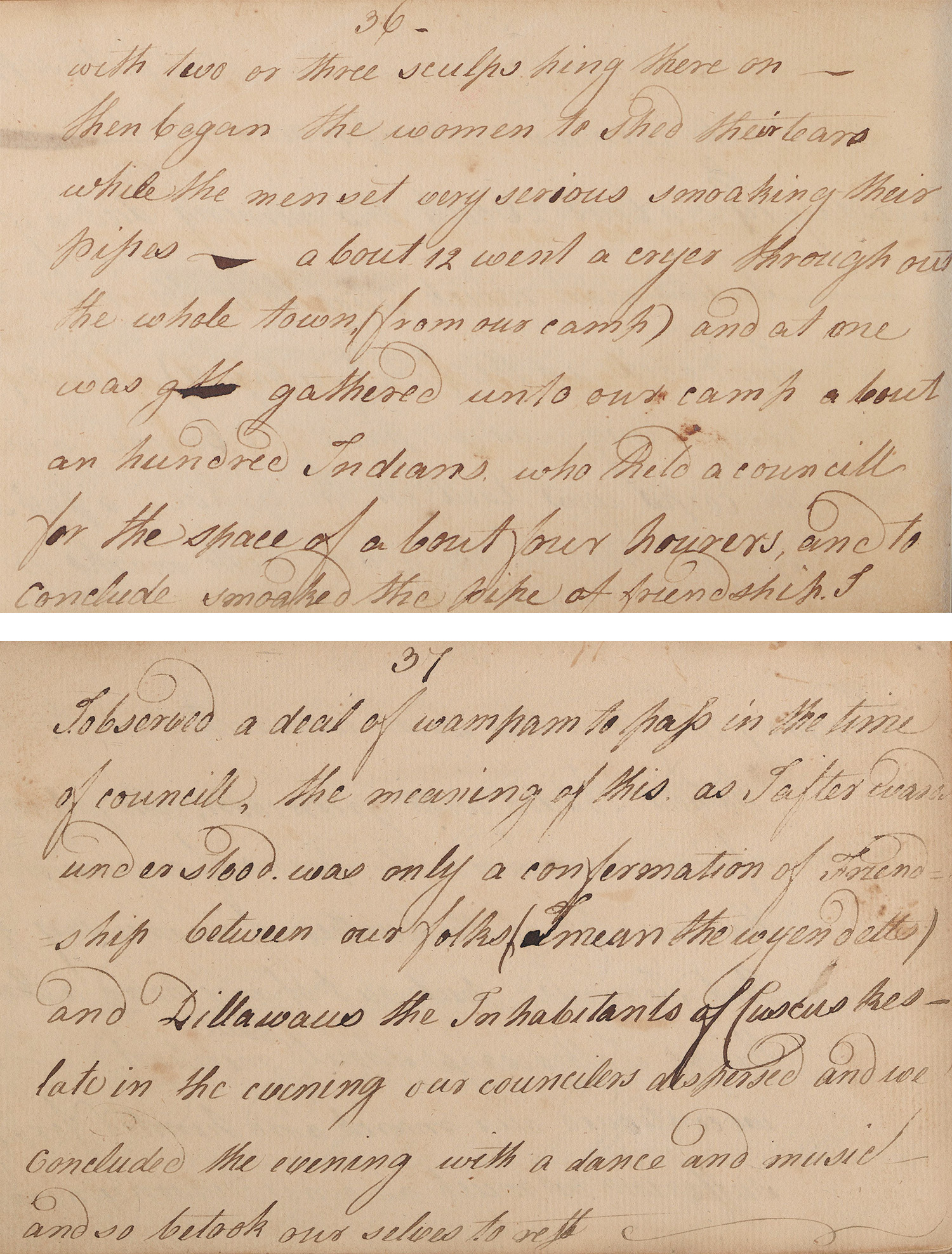 Image of hand-written excerpts from a "Diary of a captivity among the Wyandots, 1758-1759"