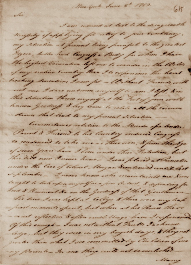 Image of handwritten "Letter from George Morgan White Eyes (circa 1770-?), Class of 1789, to George Washington, June 2, 1789"