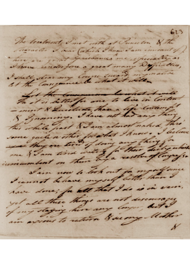 Image of handwritten "Letter from George Morgan White Eyes (circa 1770-?), Class of 1789, to George Washington, July 8, 1789"