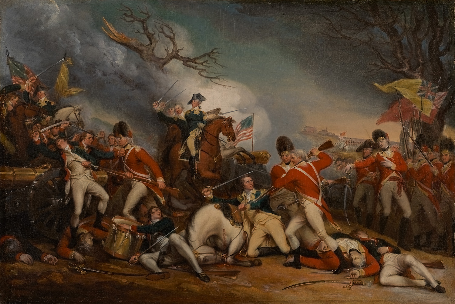 Image of oil painting on canvas of "The Death of General Mercer at the Battle of Princeton, January 3, 1777"
