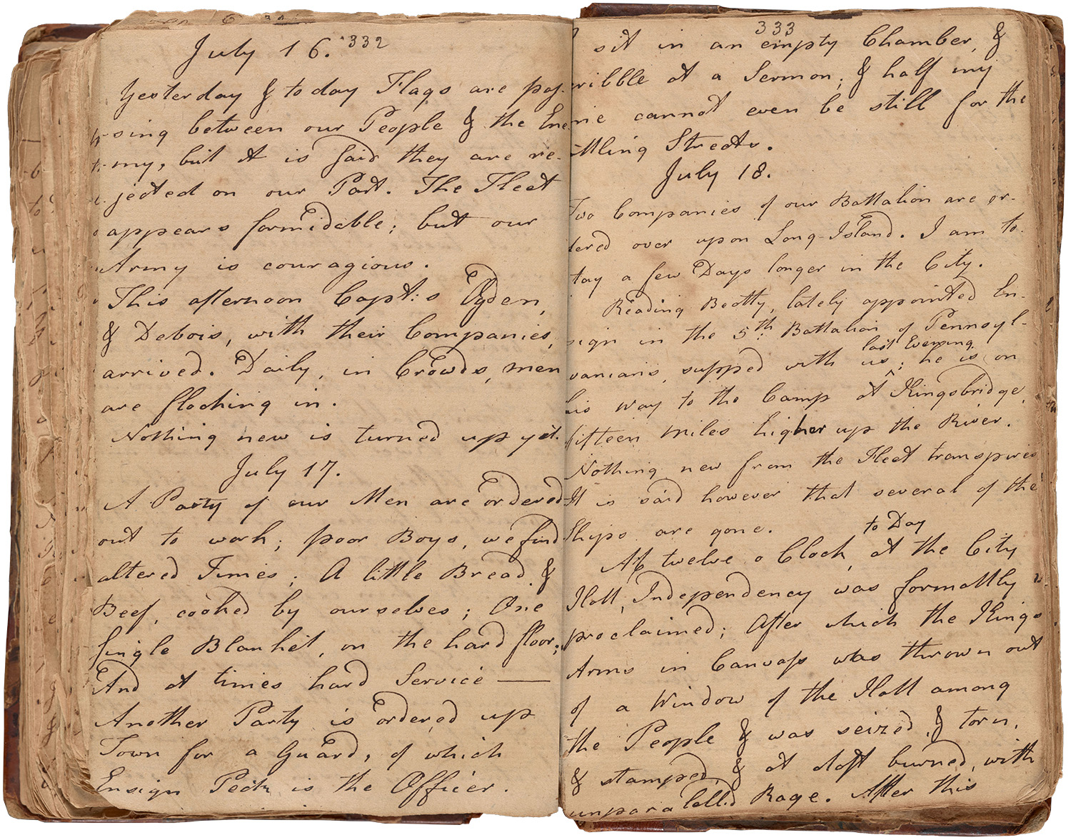 Image of two page opening from "Journal, 1775–1776"