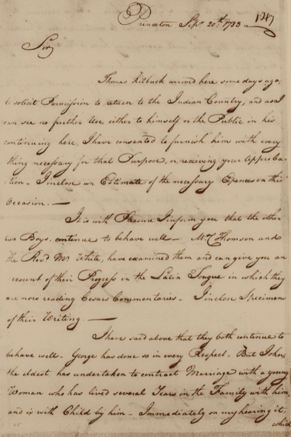 Image of "Letter from George Morgan (1743–1810) to Robert Morris, September 20, 1783"