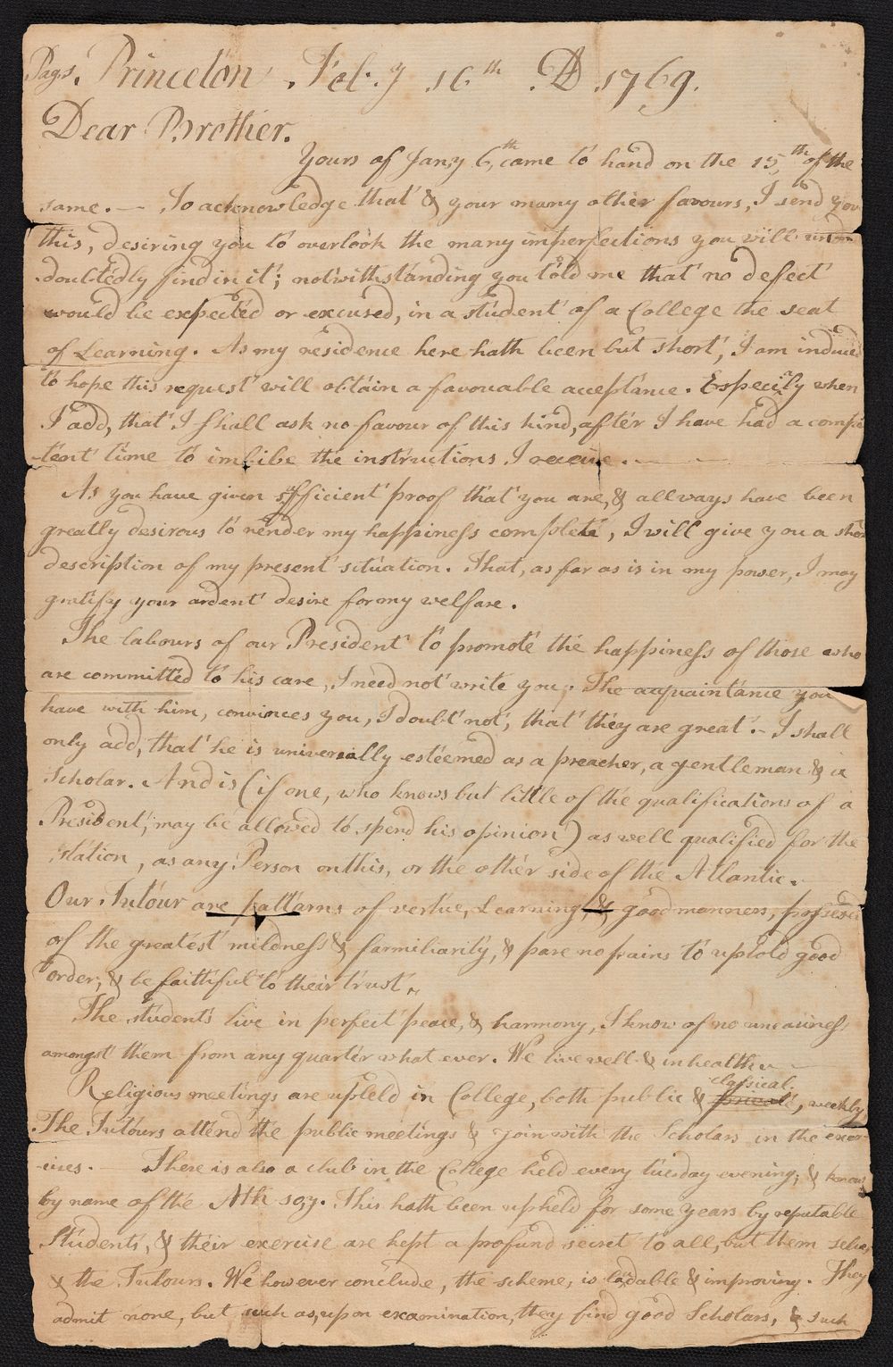 Handwritten letter. 