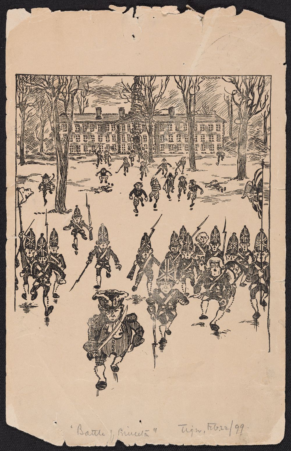 line drawing of soldiers 