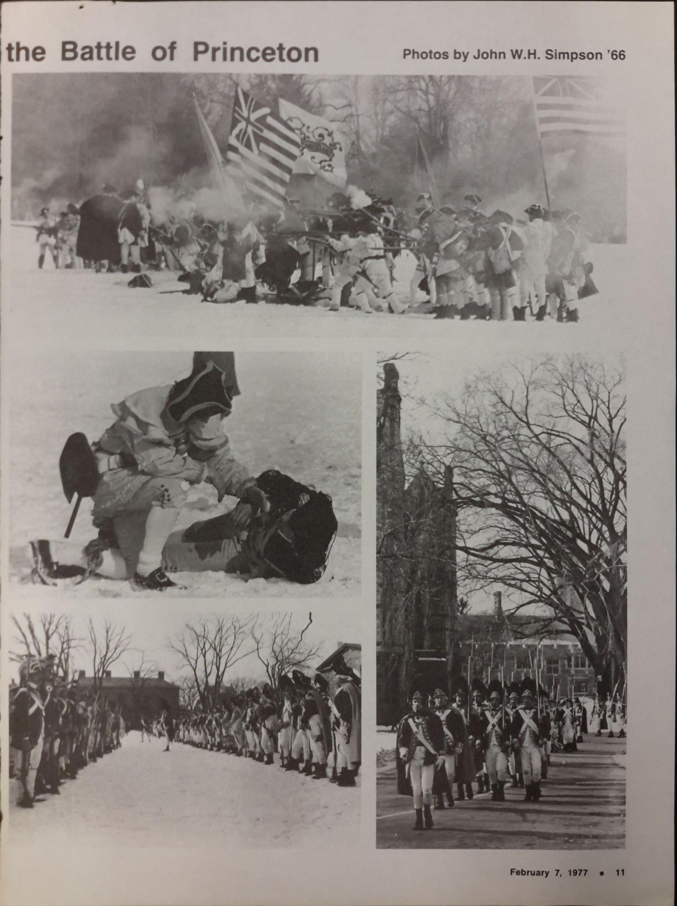 black and white images of the reenactment of the battle of Princeton 