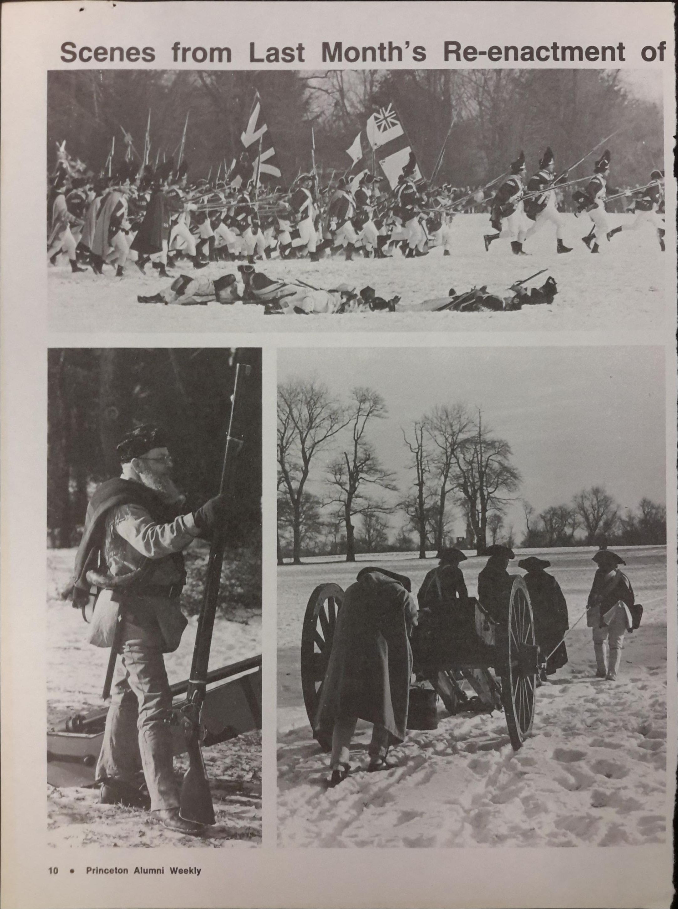 black and white images of the reenactment of the battle of Princeton 