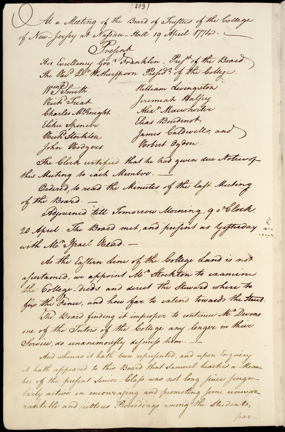 Handwritten meeting minutes 