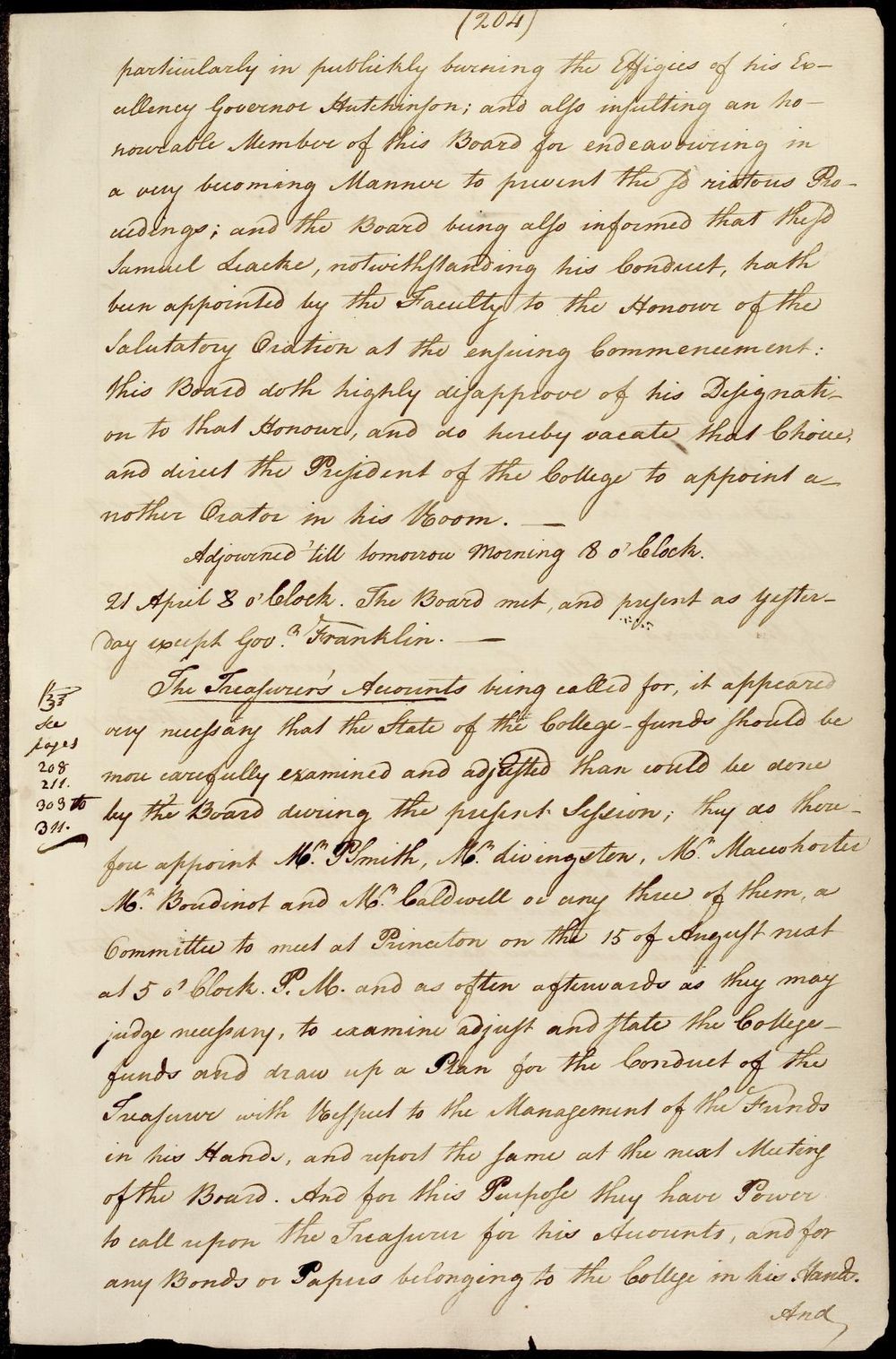 Handwritten meeting minutes 