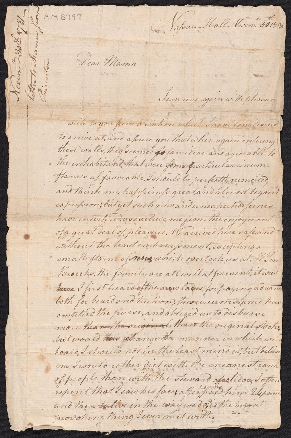 Handwritten 18th century letter.