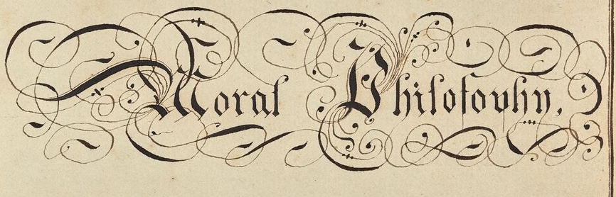 Highly decorative handwritten title for Moral Philosophy.