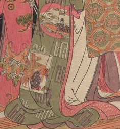 Detail of the standing figure's robe.