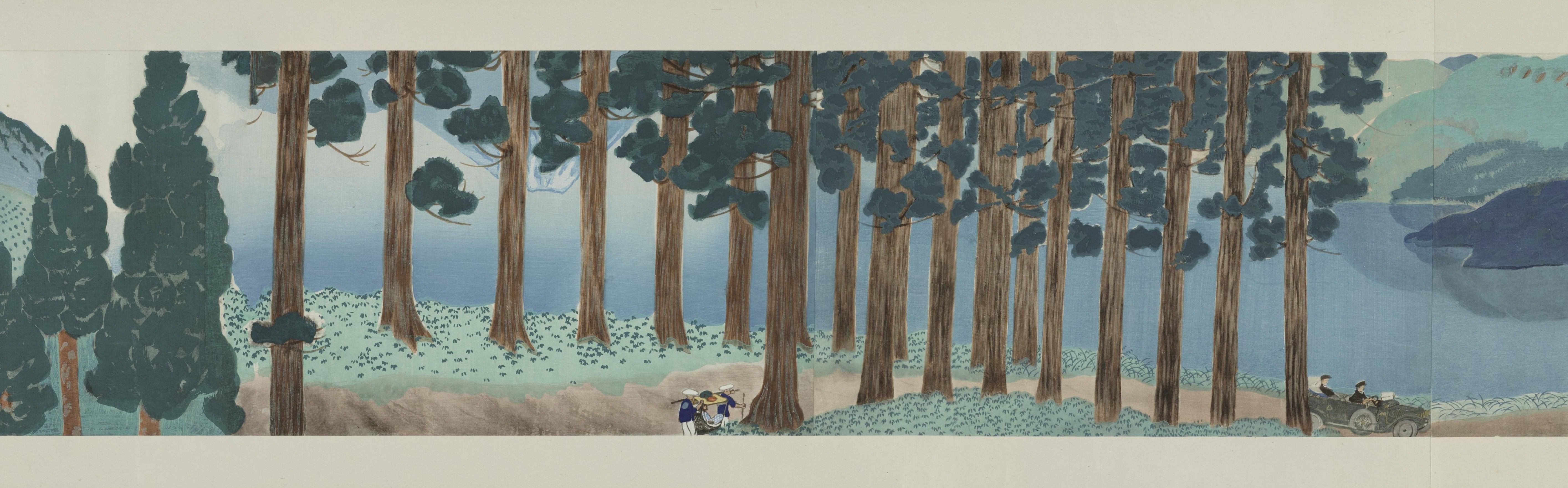 modern handscroll painting of one of the Tōkaidō Road's legendary post stations